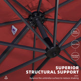 PURPLE LEAF Patio Umbrella 9' x 11.5' Rectangle All-Day Shade Control Terra