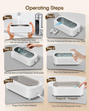 Professional Ultrasonic Cleaner, 48KHz Ultrasonic Jewelry Cleaner for Retainer,Eyeglass,Denture,Watch Band,Retainer,Ring - 2 Cleaning Modes/360°Deep Clean,350ML/12OZ 304 Stainless Steel Tank,Low Noise