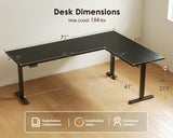 71 Inch Reversible L Shaped Electric Standing Desk, Height Adjustable Corner Stand up Desk