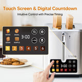 Trisiko® Touch Screen Toaster 2 Slice, Stainless Steel Smart Toaster with Digital Timer, 1.38" Extra-Wide Slots for Bread& Bagel,with Reheat, Defrost