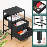 Yoobure Nightstand with Charging Station, LED Night Stand with Fabric Drawers and Storage Shelf for Bedroom, Nightstands Bedside Tables with USB Ports & Outlets, Small Night Stands, Bed Side Table