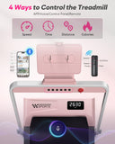 Foldable Treadmill with Incline, Compact Walking Pad Treadmill with Safety Handle Bar, 3.0HP Quiet Under Desk Treadmills