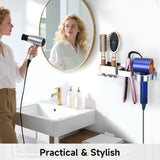 Oukimly Hairdryer Holder Wall Mounted Hair Straightener Holder, Blow Dryer Holder, Metal Hair Tool Organizer for Straighteners, Hair Dryer, Brush, Curling Iron (Silver)