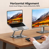 Laptop Stand for Desk - 360° Rotating Base, Ergonomic Foldable Computer Stand for Laptop Riser, Height Adjustable