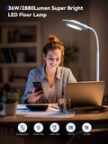 48000 LUX UV-Free Sunlight Lamp, 36W Bright LED Floor Lamp, Full Spectrum Sun Lamp, 7 Brightness Levels 4 Color Temps with Remote, Adjustable Height Reading Floor Lamp for Living Room Bedroom Office
