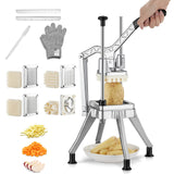 FOHRER Commercial Vegetable Chopper French Fry Cutter – Heavy Duty Potato Dicer with 4 Stainless Steel Blades (1/4", 3/8", 1/2", 6-Wedge) for Restaurant, Food Truck & Commercial Kitchen Prep