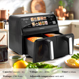 ChefRobot Dual Air Fryer 8 Quart TFT Touch Screen Non Toxic for Family Size/Kitchen/RV
