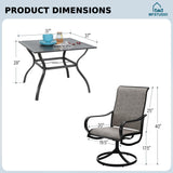 MFSTUDIO Patio Table and Chairs Set of 4, Swivel Mesh Chairs, Brown