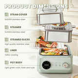 15.8QT Electric Food Steamer, 3 Tier Food Steamer for Cooking, 1200W Stainless Steel Steamer, Large Capacity Hot Pot, 9 Time Settings, for Home, Restaurant, Party (Green)