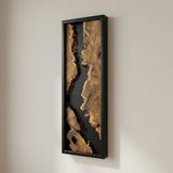 Live Edge Wood Wall Art, Black Framed Narrow Vertical Panel | Natural Wooden Wall Decor for Hallway, Living Room & Office, Rustic Handcrafted Gift - 20"x48"