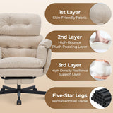 Criss Cross Office Chair with Foot Rest, Big and Tall Office Desk Chair with Flip Armrests for Pets & Cross Legged Sitting, Comfy Executive Ergonomic Reclining Computer Gaming Vanity Chair, White