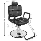BarberPub Reclining Hydraulic Barber Chair, Salon Beauty Spa Shampoo Equipment, PVC Leather, Adult 2059 (Black)