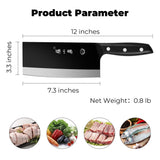ZHANG XIAO QUAN Chinese Meat Cleaver 7.3”, Sharp Chinese Vegetable Cleaver Made of High Carbon Stainless Steel, Chopper Knife for Meat Vegetable Fish and Poultry