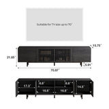 NessCarsti 70.87" Mid Century Modern Black TV Stand for 60/65/70/ Inch TVs