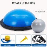 Exercise Ball, 23 in Balance Ball Trainer with Resistance Bands and Foot Pump, Inflatable Yoga Ball for Home Gym Workouts, Exercise Half Ball for Core Strength, Fitness, Flexibility, Blue