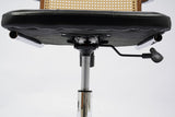 Height-Adjustable Office Chair with Wheels, Wood Armrest & Walnut Back