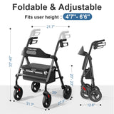 HOMLAND Foldable Rollator Walker with Seat for Seniors, 16" Enlarged Seat