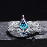 Alexandrite ring set women Vintage wedding ring set for women Kite
