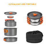 Camping Cookware Set Hard-Anodized Aluminum Foldable Backpacking Camping Pots and Frying Pans Cooking Camp yETO