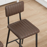 IDEALHOUSE Bar Stools Set of 6 w/Back & Footrest, Counter Height Bar Stools Set of 6 with Thick Cushion & Thickened Metal Legs, Upholstered Counter Height Bar Stools for Island, Counter Bar, Brown