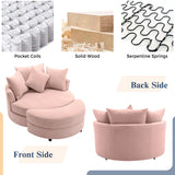 ERYE 49.2-Inch Oversized Round Accent Barrel Chair 360 Swivel Lounge Armchair W/Storage Ottoman