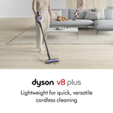 Dyson V8 Plus Cordless Vacuum, Cleans Hard Floors and Carpets, Detangles, Converts to Handheld, 115AW, 2 Power Modes, Up to 40 Minutes¹