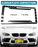 RCKJNJ American Flag License Plate Frames- Heavy Duty Aluminum-Plastic Composite Patriotic Car Tag Holder with Mounting Hardware & Screws Caps (Black)，2 Pack for Front Rear