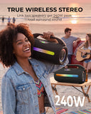 havit Outdoor Bluetooth Speaker, 120W Peak Loud Speakers with Deep Bass, Portable Wireless Speaker IPX6 Waterproof, RGB Light, 12H Playtime, TWS Stereo, EQ, for Party, Beach, Camping, Backyard, Garage
