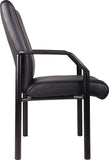Boss Office Products Mid Back LeatherPlus Guest Chair in Black, 250 lbs Boss Office Products