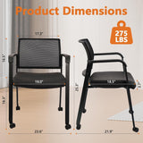 Stacking Office Chair with Wheels, Mesh Back Waiting Room Guest Chairs