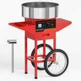 ROVSUN 21 Inch Cotton Candy Machine Cart, Commercial Cotton Candy Maker Machine Candy Floss Machine w/Stainless Steel Bowl, Sugar Scoop and Large Storage Drawer for Home Party Carnival, Red