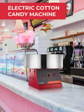 FOHERE Cotton Candy Machine, 1030W Electric Commercial Candy Floss Maker, 20 inch Stainless Steel Bowl with Sugar Scoop,Easy Use for Home Kids Birthday, Family Party, Carnival,Red