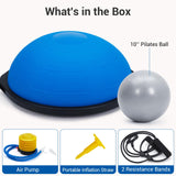 25in Balance Ball, 1600 lbs Half Exercise Ball with Nonslip Base, Inflatable Half Ball Balance Trainer, Stability Half Yoga Ball Strength Training Equipment with 2 Bands, Pump, Extra Ball Included GAOMON
