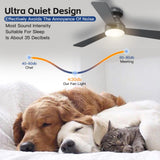 Ceiling Fans with Lights, 42 Inch Ceiling Fan with Light And Remote, 3CCT Flush Moun Low Profile Ceiling Fans, 6 Speed Noiseless LED Ceiling Fan, Black Ceilings Fan with Remote for Bedroom Living Room