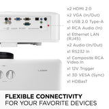 ViewSonic LS921WU 6000 Lumens WUXGA Short Throw Laser Projector for 200 Inch Screen, Dual HDMI, White