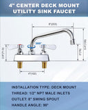 iVIGA Utility Laundry Sink Faucet,Laundry Room Faucets for Utility Sink 4 inch Center,8" Swivel Spout Laundry Tub Faucet with Hose Thread,Brass Construction Chrome Polished, for Bar Garden,Garage,RV