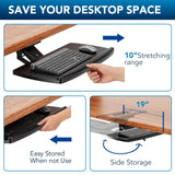 AX WABER Keyboard Tray Under Desk with Storage Drawer, Height Adjustable Keyboard Tray Slide Out 360° Swivel Tilt, Ergonomic Under Desk Mount Keyboard & Mouse Holder for Gaming Home Office, Black