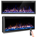 Kucreiheat 50 Inch Electric Fireplace Aluminum Frame-Ultra Silm Fireplace Recessed/Wall Mount