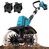 NEWTRY Cordless Electric Tiller Cultivator w/Cultivating Blades & Weed Removal Blades, 550W Brushless Motor for Lawn, Vegetable Garden