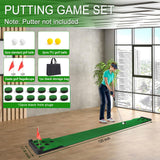 Golf Putting Game Set with Front Border for Indoor & Outdoor,Golf Putting Green Mat Include 4 Balls,1 Portable Bag,2 Flags&Cups,Practice Training Aid for Backyard,Party,Office