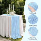 8 Pack Baby Blue 17 x 108 Inch Cheesecloth Table Runner - Boho Gauze Sheer Fabric for Wedding Baby Shower Party Home Decor