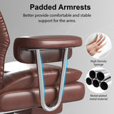 Big and Tall Office Chair, Executive Home Office Desk Chair, Comfy Leather High-Back Reclining Computer Chair with Retractable Footrest and Padded Arms