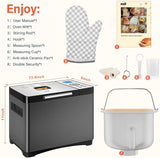 KBS 19-in-1 Programmable Bread Maker,2LB Large Bread Machine Stainless Steel with Sourdough,Gluten-Free,Nonstick Ceramic Pan,650W Bread Maker Machine with 15H Timer&1H Keep Warm,3 Crust Colors,Recipes