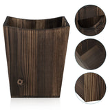 ETELI Wood Waste Basket Small Trash Can for Office Rectangular Trash Can Decorative with 2 Handles for Bathroom Bedroom Kitchen Hotel (Brown)