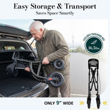 HolyHeal Walkers for Seniors, Rollator Walker with Seat and Backrest, 10" Big Wheels All Terrain, Rolling Walker Foldable Supports 350lb, Lightweight & Height Adjustable, Cane & Cup Holder, Black