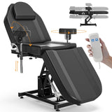 ABTSalon Electric Tattoo Chair Bed Esthetician Motorised Height Adjustment Facial Bed for Client, Professional Beauty Spa Chair Massage Table for Lash Extensions