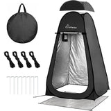 Wolfwise Pop Up Shower Tent with Floor, Portable Instant Changing Tent with Ventilation Window & Carry Bag, Privacy Bathroom Toilet for Beach, Camping & Outdoor, Width 47 ", Height 75 ", Black