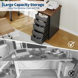 Computer Desk with 5 Drawers, 47 Inch Modern Simple Study Writing Desk with Storage, Rustic Home Office Desk