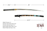 Hand Forged 1045 Painted Dragon & Waves Katana, Full Tang Sword