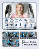 iBooMas Deep Tissue Massage Chair, Full Body Zero Gravity Massage Chair with SL Track, 12+6 Modes, Auto Extending Footrest, Body Scan, Foot Roller, Heating, Airbags, APP & AI Voice Control (White)